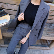 Fashion Business Pant Suits Uniform Formal Double Breasted Jacket and Long Pant Black Blazer Set Women OL 2 Two Pieces Suits 2024 - buy cheap
