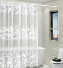 Cortina de chuveiro à prova dpeágua pequena da cópia da flor peva banheiro semi-transparente cortina de banho fosco superfície resistente ao molde 2024 - compre barato