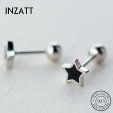 INZATT, настоящее 925 пробы, серебряные, минималистичные, эмалированные, в форме звезды, серьги-гвоздики для модных женщин, вечерние, милые, ювелирные украшения, аксессуары, подарок 2024 - купить недорого