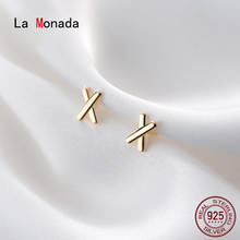 La Monada-pendientes minimalistas de Plata de Ley 925 para mujer, joyería fina con cierre de tuerca, diseño de cruz, 925 2024 - compra barato