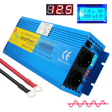LCD Display 4000W peak DC12v to AC220V pure sine wave power inverter transformer  with Dual Europe Socket converter for travel 2024 - buy cheap