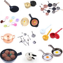 Panela multiestilos para fritar bolo e café, panelas de cobre com tampa de panela de arroz, boneca de simulação 1/12, casa de bonecas, brinquedos de cozinha 2024 - compre barato