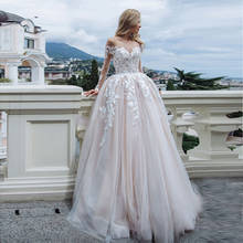 Eightale Long Sleeve Wedding Dress Boho 2019 Appliques Lace A-Line Tulle Custom Made Bohemian Wedding Gowns Bride Dresses 2024 - buy cheap