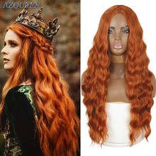 AZQUEEN Synthetic 26Inch Cosplay Wig  Hair Long Orange Brown Ombre Wigs High Density Temperature Wigs For Black White Women Wavy 2024 - buy cheap
