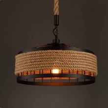 Rope Chandelier Vintage Industrial Retro Hemp Rope Chandelier Bar Restaurant Round Chandelier Decorative Light with LED Bulb 2024 - buy cheap