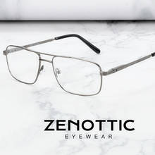 Zenottico armação de óculos de liga de formato quadrado, óculos masculinos de grau óptico automático, lentes transparentes, armações de ponte dupla 2024 - compre barato