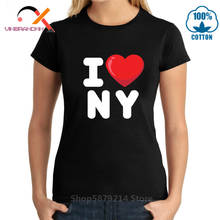 Новые футболки для женщин I Love NY New York с принтом сердца и коротким рукавом 2020 Высококачественная хлопковая Футболка женская футболка по индивидуальному заказу 2024 - купить недорого