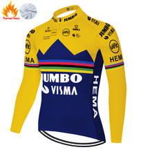 Jersey de ciclismo Jumbo Visma para hombre, maillot de manga larga, ropa de invierno de lana, 2021 2024 - compra barato