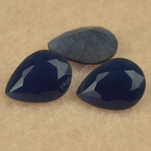 Gemas de cristal sintético azul oscuro, 2x3 ~ 13x18mm, 5A, sin pulir, Fondo en forma de lágrima, corte suelto, parte trasera esmerilada 2024 - compra barato