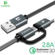 FLOVEME-Cable Micro USB tipo C 2 en 1, adaptador de carga rápida QC 3,0 para samsung s8, s9, s10, a60, redmi note 7, 8, 6, 5 2024 - compra barato