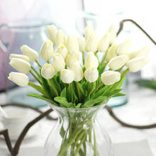 Flores artificiales de tulipán, falsas de sensación real ramo de flores, decoración de boda, decoración de jardín y hogar, 10 Uds. 2024 - compra barato