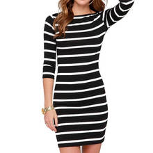 YSDNCHI Women Straight Bodycon High Waist Pencil Dress Black And White Striped Casual Summer Mini 2024 - buy cheap