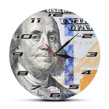 Benjamin Franklin One Hundred Dollars Money Design Wall Clock Currency Art New 100 Dollar Bill Wall Watch Gift for Financier 2024 - buy cheap