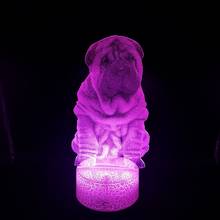 Luz Nocturna LED 3D con Sensor táctil Shar Pei para bebé, lámpara de mesita de noche con cambio de Color para decoración del hogar, Base con Bluetooth 2024 - compra barato