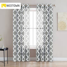 NICETOWN 1PC Print Moroccan Pattern Sheer Curtain Grommet Decoration Items with Modern Curtain Living Room Bedroom Fashion Voile 2024 - buy cheap