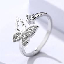 Women Rings Silver Plated Adjustable Open butterfly Cubic Zirconia Rings Couple Wedding Rings Give Girl Gift Fashion Jewelry 2024 - buy cheap