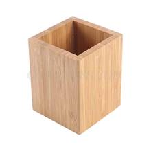 Bamboo Pen Pencil Holder Makeup Brush Storage Office Stationery Organizer Square Container Drop Shipping 2024 - buy cheap