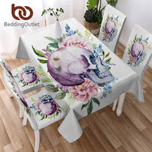 BeddingOutlet-Mantel de mesa blanco con estampado de hojas y flores, mantel de Calavera, estilo gótico, a la moda, toalha de acuarela 2024 - compra barato