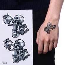 Унисекс Водонепроницаемый стикер татуировки модные Death Skull Временные татуировки тела рука нога мужчины женщины поддельная флеш-татуировка стикер рукава 2024 - купить недорого
