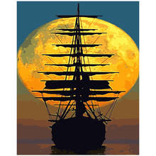 Painting By Number DIY Dropshipping big size Moonlight ghost ship Still life Canvas Room Decoration Art picture Child Gift 2024 - buy cheap