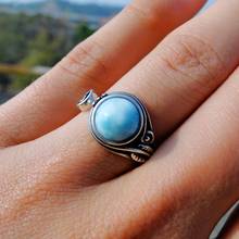 Anel 925 de prata para mulheres, anel feminino para casamento, halo azul 8mm 2024 - compre barato