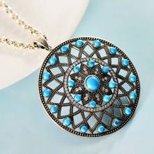 2021 Fashionable S925 Silver Jewelry Woman Pendant Retro Novel Bright Lotus Flower Mesh Turquoise Female Pendant 2024 - buy cheap