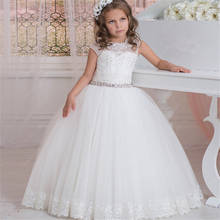 Gorgeous Flower Girl Dress White Lace Applique Beadwork Sleeveless Elegant Birthday Party Girls Pageant Holy Communion Dresses 2024 - buy cheap