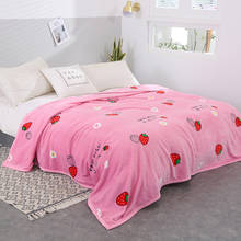 Mantas edredones de fresa para niños y adultos, mantas suaves de franela para cama/coche/sofá, color rosa 2024 - compra barato
