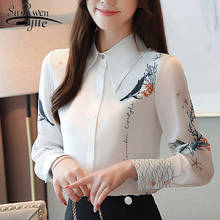 Autumn Blouse Women 2019 Ladies Tops Long Sleeve Shits White Blouse Button Print Chiffon Blouse Turn-down Collar Tops 7082 50 2024 - buy cheap