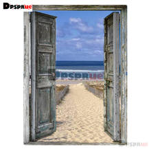 Dpsprue-pintura de diamante 5D DIY "paisaje de playa y puerta", bordado de diamantes de imitación cuadrados o redondos, punto de cruz, decoración 3D, regalo DF08 2024 - compra barato