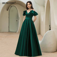 BEPEITHY A-Line Dark Green Long Evening Dresses Dress Party V Neck Detachable Sleeves Vintage Prom Gown For Plus Size Women 2021 2024 - buy cheap