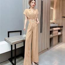 Women 2021 Summer Jumpsuit Elegant Overalls Female Casual Wide Leg Rompers Office Lady Formal Short-Sleeve Clothes Jumpsuits U84 2024 - buy cheap
