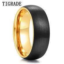 Tigrade New Black Pure Tungsten Ring for Men Brushed Classic Engagement Wedding Finger Band 8mm Gold inside Male Feamle anillos 2024 - buy cheap