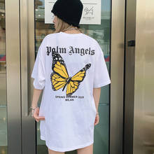 Palm Angels 22ss butterfly letter print round neck short-sleeved loose men's women's T-shirt 654649840 2024 - buy cheap