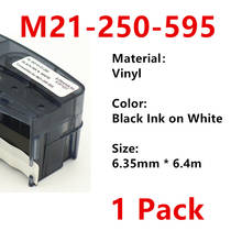 Cinta de etiquetas de vinilo M21 250 595, negro sobre blanco para impresora BMP21 PLUS, negro sobre blanco, 6,35mm x 6,4 m, 1 paquete 2024 - compra barato