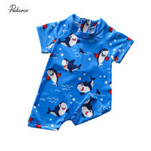 2020 Summer Kids Baby Boys Swimsuit Swimwear Shark Print Short Sleeve Boys One Piece Swimming Suit Beach Bathing Suit Outfit 2024 - buy cheap