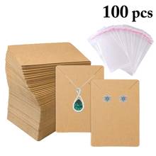 100pcs Solid Color Jewelry Display Cards DIY Multi-Purpose Earring Card Kraft Paper Necklace Display Card With 100pcs Cello Bag 2024 - buy cheap