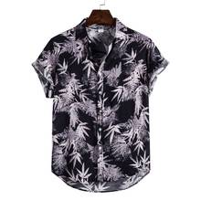 Hawaiian Printing Men Shirt Summer Linen Ethnic Short Sleeve Shirts For Men Casual Button Up Blouse Men Tops Chemise Homme 2024 - buy cheap