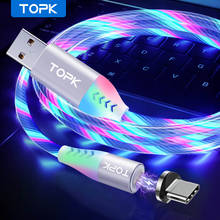 TOPK 3A светодиодный магнитный кабель Micro USB Type C кабель для быстрой зарядки и передачи данных для iPhone Samsung USB-C 2024 - купить недорого