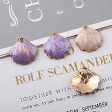 10PCS/Lot Fashion Scallop shell Design Enamel Alloy Metal Dangle Charms Pendant For DIY Earring Necklace Jewelry Findings Making 2024 - buy cheap