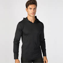 Pure color sports sweater men long-sleeved fitness jacket running training hooded workout clothes men outdoor hooded sportswear 2024 - buy cheap