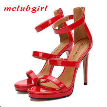 Mclubgirl-Sandalias de tacón superalto para hombre y mujer, zapatos sexys de fiesta, color rojo, ZQJ 2024 - compra barato