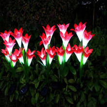 Lámpara Solar de jardín para exteriores, luces LED Multicolor con 4 flores de lirio para decoración de jardín, Patio, Patio trasero 2024 - compra barato