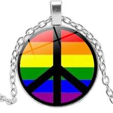 New 2020 Gay Lesbian Pride Rainbow Glass Dome Pendant Necklace with Lobster Buckle Necklace Pendant Jewelry 2024 - buy cheap