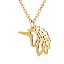 Fnixtar High Quality 100% Stainless Steel Polished Unicorn Animal Charm Necklace for Women Necklace Fashion Jewelry Best Gift 2024 - buy cheap