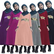 Kids Girls Abaya Muslim Long Sleeve Dress Islamic Jilbab Casual Ramadan Kaftan Dubai Arab Clothing Middle East Prayer Robe Gown 2024 - buy cheap