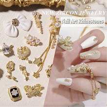 Металлические ювелирные изделия 3D из циркона для дизайна ногтей японские украшения для ногтей из циркона кристаллы для маникюра алмазные подвески бабочки Стразы для ногтей DIY 2024 - купить недорого