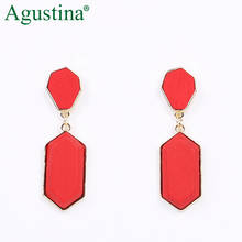 Agustin-Pendientes de madera para mujer, joyería de moda, pequeños, geométricos, Pendientes de gota de Metal, estilo bohemio 2024 - compra barato