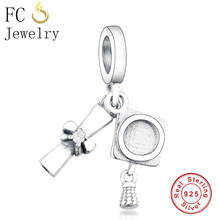 FC Jewelry Fit Original Brand Charm Bracelet 925 Sterling Silver Tassel Doctorial Mortarboard Hat Bead Pendant Making Berloque 2024 - buy cheap