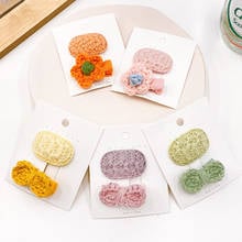 2 Pcs/Set Children Cute Knitting Flower Bow Ornament Hair Clips Baby Girls Lovely Oval Barrettes Hairpins Kids Hair Accessories 2024 - buy cheap